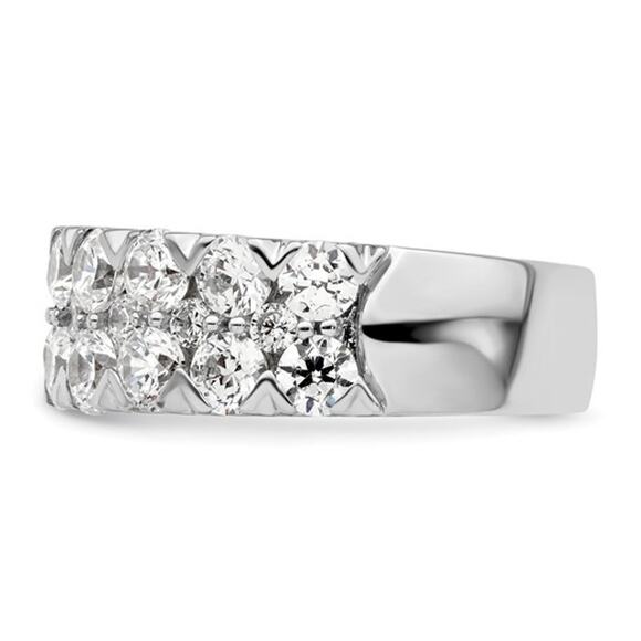 14K White Gold 3 Carat Lab Grown Diamond Double Row Band (VS/SI+, G+) - Picture 3 of 8